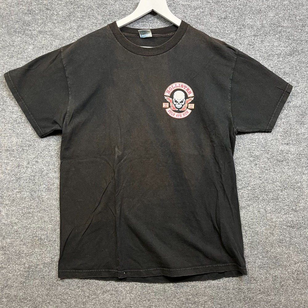 Delta T-Shirt Men L Black Good VTG Hollister Skull July 4th Run 2002 USA Made